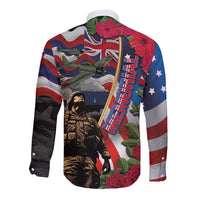 Hawaii and United States Memorial Day Long Sleeve Button Shirt Honor and Remember The Fallen