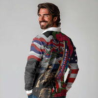 Hawaii and United States Memorial Day Long Sleeve Polo Shirt Honor and Remember The Fallen