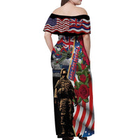 Hawaii and United States Memorial Day Off Shoulder Maxi Dress Honor and Remember The Fallen