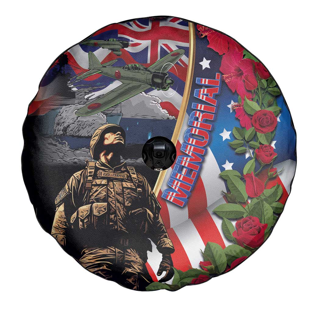 Hawaii and United States Memorial Day Spare Tire Cover Honor and Remember The Fallen