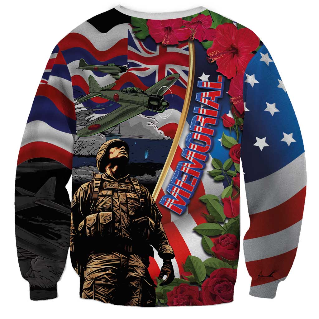 Hawaii and United States Memorial Day Sweatshirt Honor and Remember The Fallen
