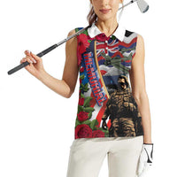 Hawaii and United States Memorial Day Women Sleeveless Polo Shirt Honor and Remember The Fallen