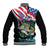 Personalized Bass Fishing Baseball Jacket With American Flag - Wonder Print Shop