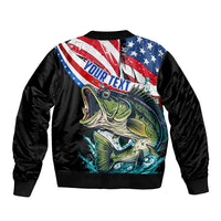Personalized Bass Fishing Bomber Jacket With American Flag - Wonder Print Shop