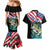 Personalized Bass Fishing Couples Matching Mermaid Dress and Hawaiian Shirt With American Flag - Wonder Print Shop