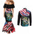 Personalized Bass Fishing Couples Matching Mermaid Dress and Long Sleeve Button Shirt With American Flag