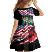 Personalized Bass Fishing Family Matching Long Sleeve Bodycon Dress and Hawaiian Shirt With American Flag - Wonder Print Shop