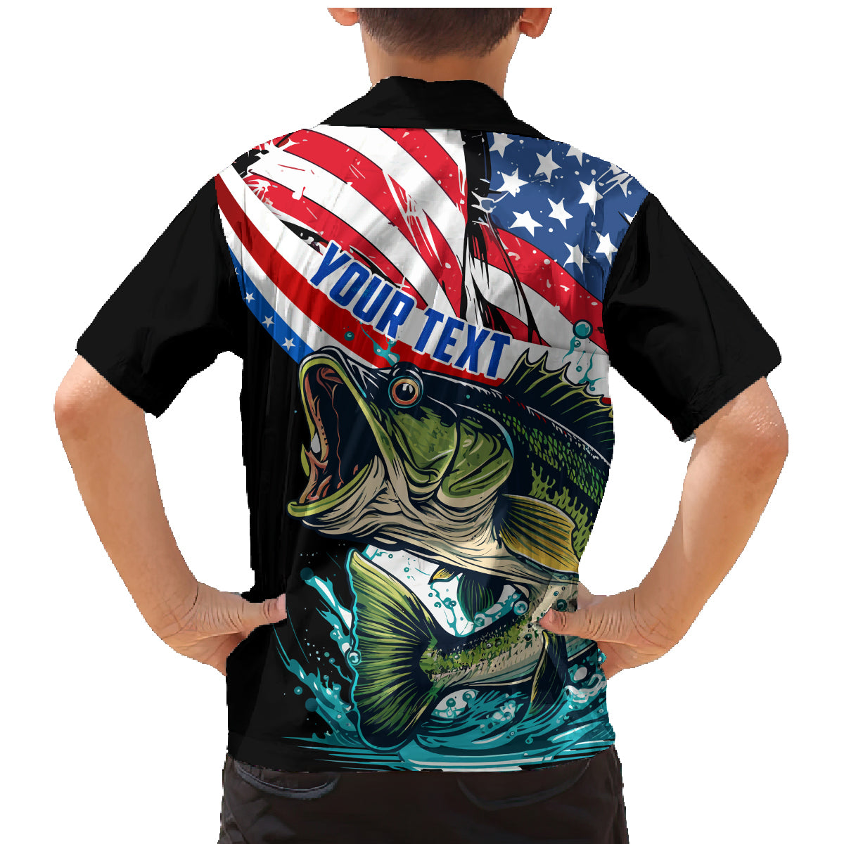 Personalized Bass Fishing Family Matching Mermaid Dress and Hawaiian Shirt With American Flag - Wonder Print Shop