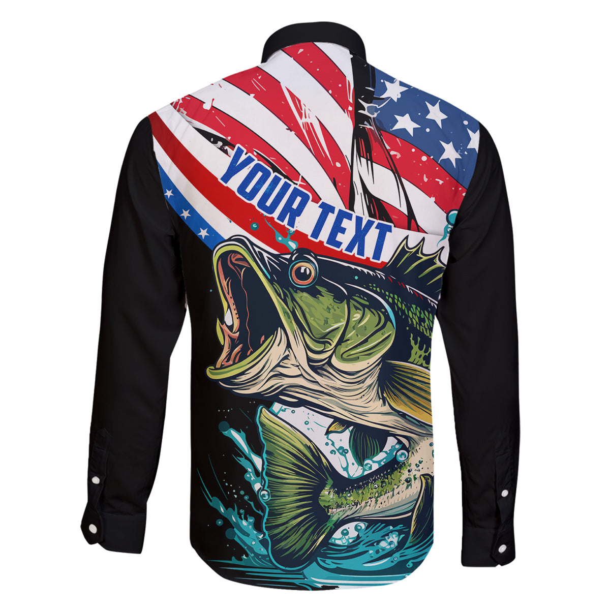 Personalized Bass Fishing Family Matching Mermaid Dress and Hawaiian Shirt With American Flag - Wonder Print Shop