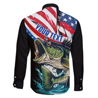 Personalized Bass Fishing Family Matching Off The Shoulder Long Sleeve Dress and Hawaiian Shirt With American Flag - Wonder Print Shop