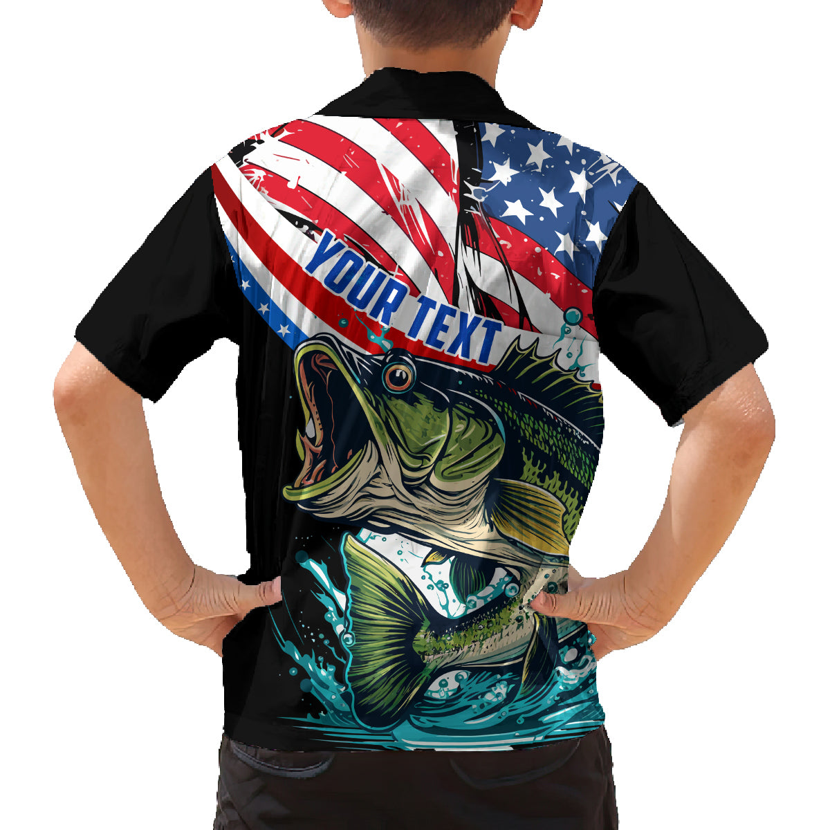 Personalized Bass Fishing Family Matching Off Shoulder Maxi Dress and Hawaiian Shirt With American Flag - Wonder Print Shop