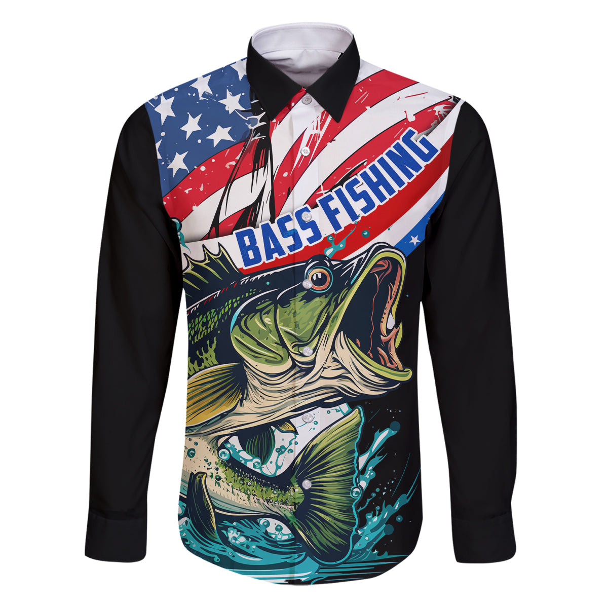 Personalized Bass Fishing Family Matching Puletasi and Hawaiian Shirt With American Flag - Wonder Print Shop