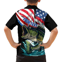 Personalized Bass Fishing Family Matching Short Sleeve Bodycon Dress and Hawaiian Shirt With American Flag - Wonder Print Shop