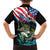 Personalized Bass Fishing Family Matching Short Sleeve Bodycon Dress and Hawaiian Shirt With American Flag - Wonder Print Shop