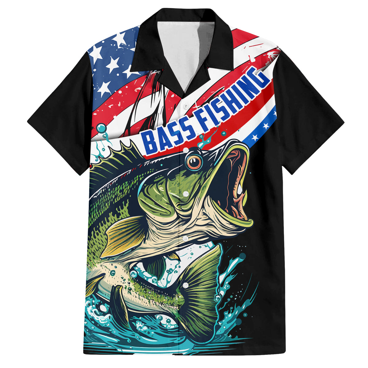 Personalized Bass Fishing Family Matching Tank Maxi Dress and Hawaiian Shirt With American Flag - Wonder Print Shop