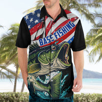 Personalized Bass Fishing Hawaiian Shirt With American Flag - Wonder Print Shop