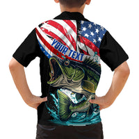 Personalized Bass Fishing Kid Hawaiian Shirt With American Flag - Wonder Print Shop
