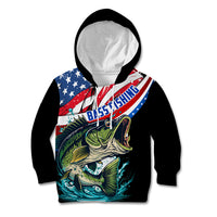 Personalized Bass Fishing Kid Hoodie With American Flag - Wonder Print Shop