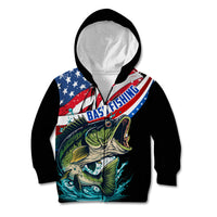 Personalized Bass Fishing Kid Hoodie With American Flag - Wonder Print Shop