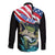 Personalized Bass Fishing Long Sleeve Button Shirt With American Flag - Wonder Print Shop