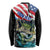 Personalized Bass Fishing Long Sleeve Shirt With American Flag - Wonder Print Shop