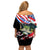 Personalized Bass Fishing Off Shoulder Short Dress With American Flag - Wonder Print Shop