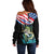 Personalized Bass Fishing Off Shoulder Sweater With American Flag - Wonder Print Shop
