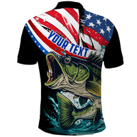 Personalized Bass Fishing Polo Shirt With American Flag - Wonder Print Shop