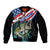 Personalized Bass Fishing Sleeve Zip Bomber Jacket With American Flag - Wonder Print Shop