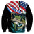 Personalized Bass Fishing Sweatshirt With American Flag - Wonder Print Shop