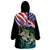 Personalized Bass Fishing Wearable Blanket Hoodie With American Flag - Wonder Print Shop
