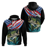 Personalized Bass Fishing Zip Hoodie With American Flag - Wonder Print Shop