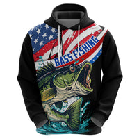 Personalized Bass Fishing Zip Hoodie With American Flag - Wonder Print Shop