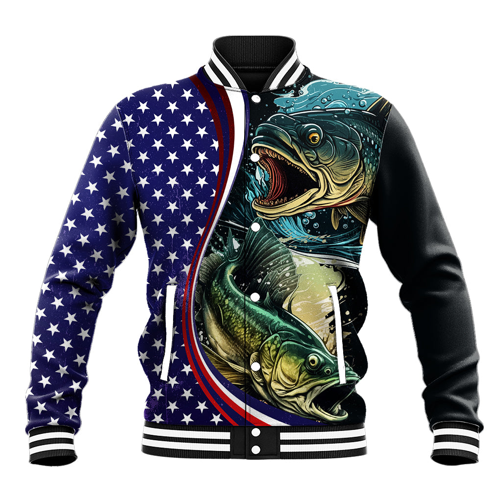Bass Fishing Baseball Jacket Double Largemouth Bass Old Style - Wonder Print Shop