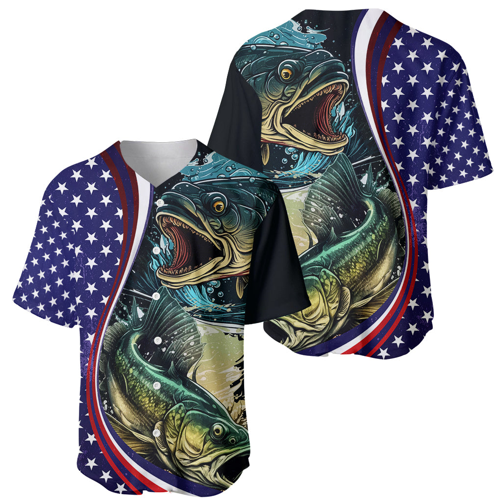 Bass Fishing Baseball Jersey Double Largemouth Bass Old Style - Wonder Print Shop