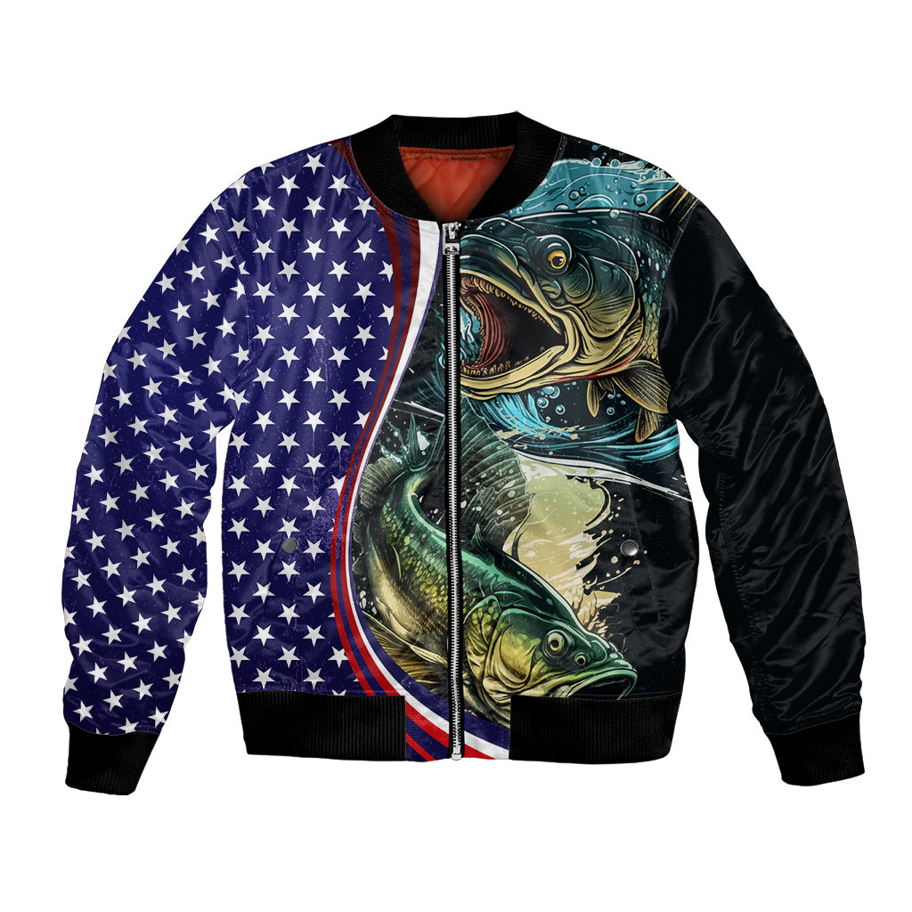 Bass Fishing Bomber Jacket Double Largemouth Bass Old Style - Wonder Print Shop
