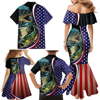 Bass Fishing Family Matching Mermaid Dress and Hawaiian Shirt Double Largemouth Bass Old Style - Wonder Print Shop