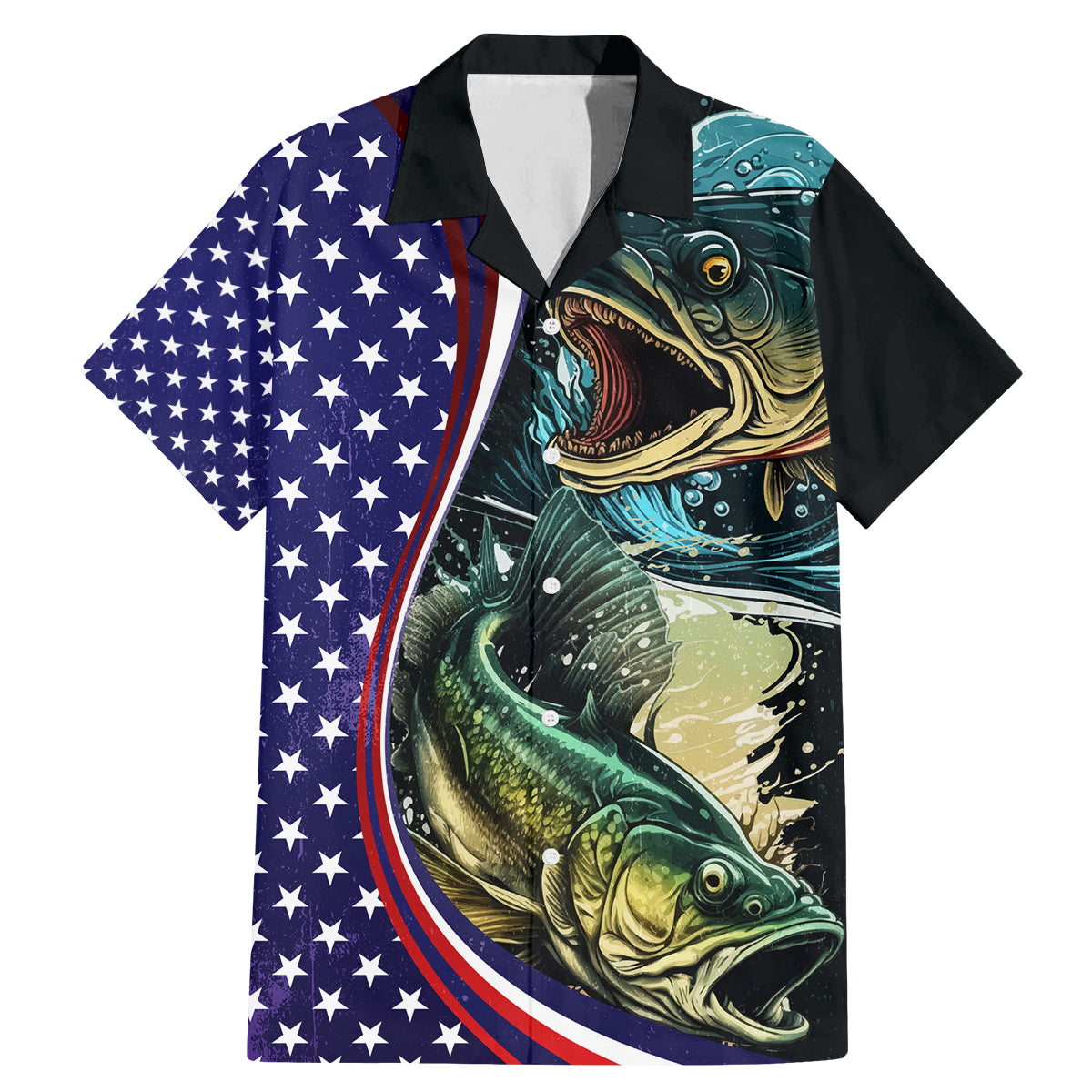 Bass Fishing Family Matching Mermaid Dress and Hawaiian Shirt Double Largemouth Bass Old Style - Wonder Print Shop
