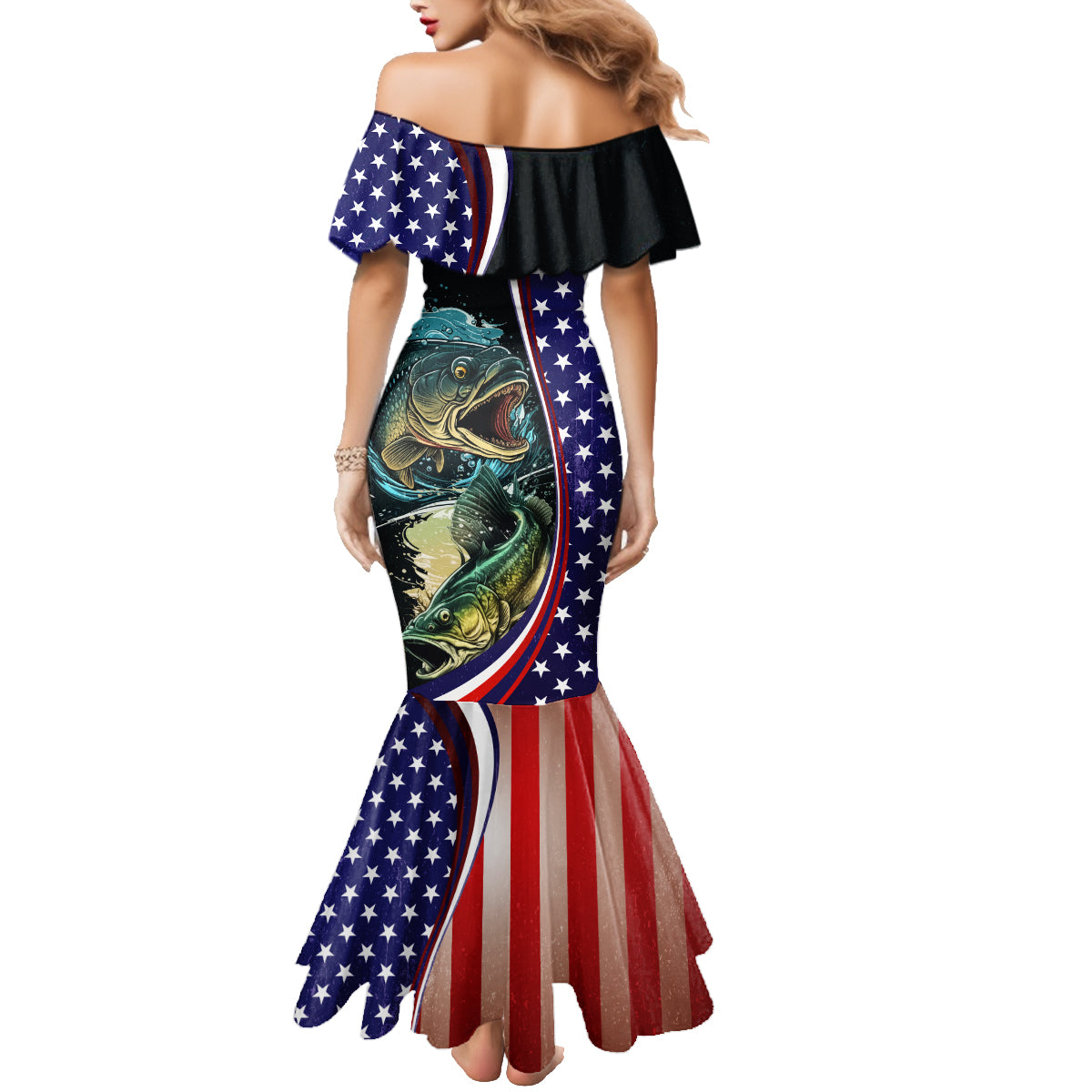 Bass Fishing Family Matching Mermaid Dress and Hawaiian Shirt Double Largemouth Bass Old Style - Wonder Print Shop