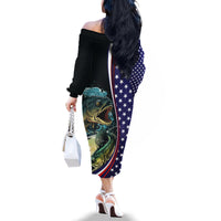 Bass Fishing Family Matching Off The Shoulder Long Sleeve Dress and Hawaiian Shirt Double Largemouth Bass Old Style - Wonder Print Shop