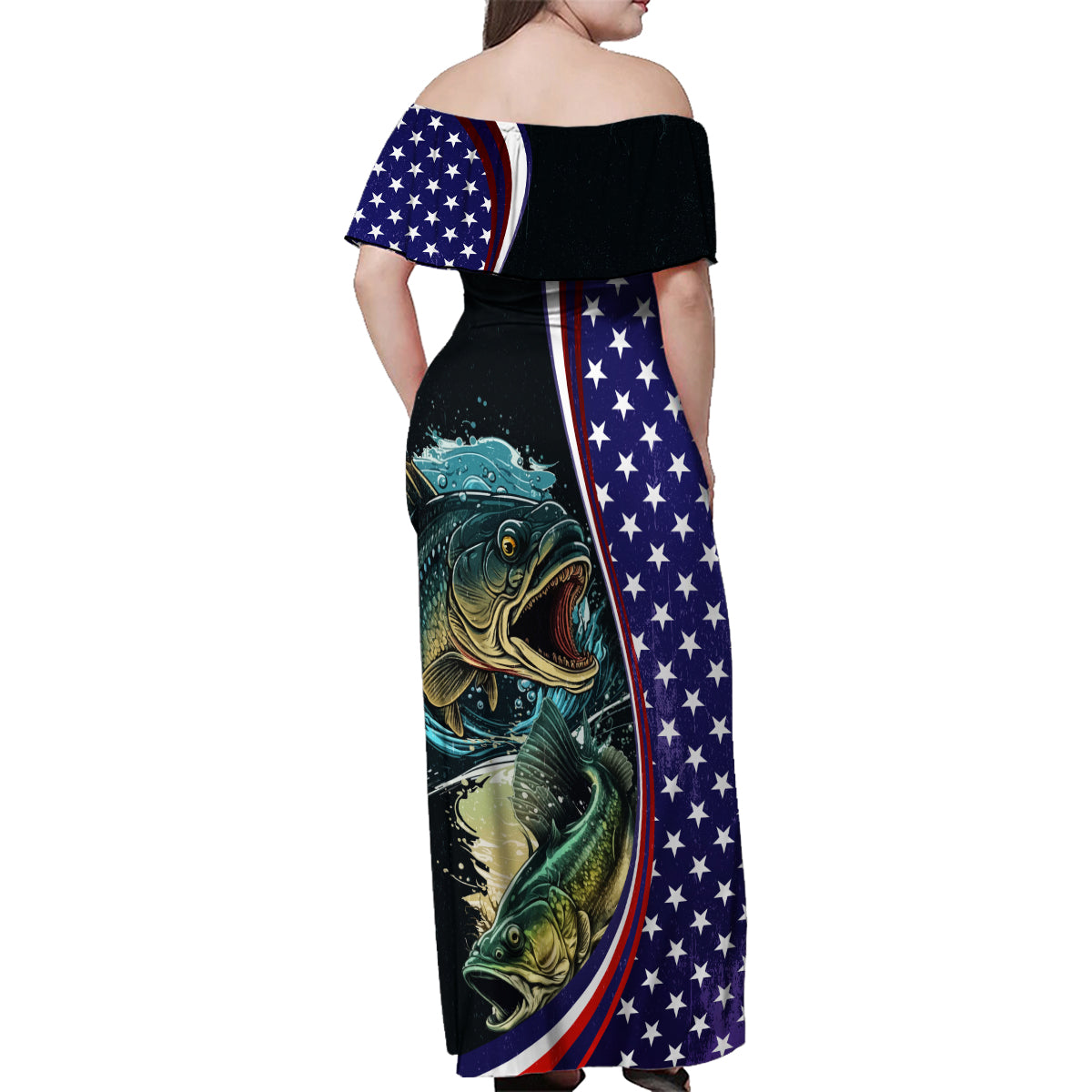 Bass Fishing Family Matching Off Shoulder Maxi Dress and Hawaiian Shirt Double Largemouth Bass Old Style - Wonder Print Shop