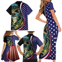 Bass Fishing Family Matching Short Sleeve Bodycon Dress and Hawaiian Shirt Double Largemouth Bass Old Style - Wonder Print Shop
