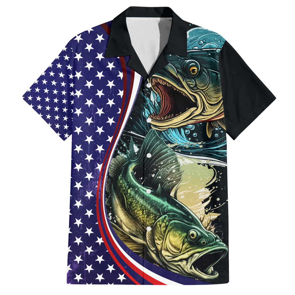 Bass Fishing Hawaiian Shirt Double Largemouth Bass Old Style - Wonder Print Shop