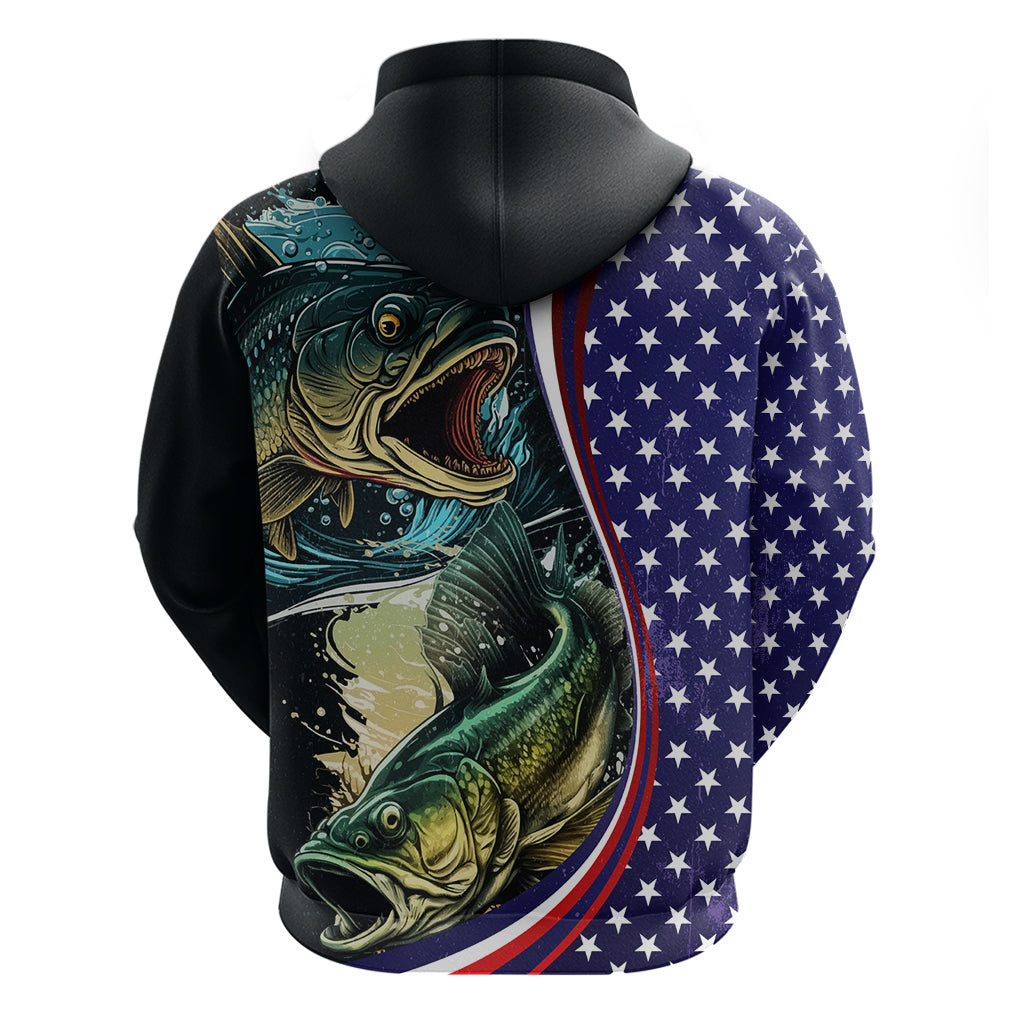 Bass Fishing Hoodie Double Largemouth Bass Old Style - Wonder Print Shop