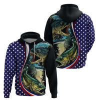 Bass Fishing Hoodie Double Largemouth Bass Old Style - Wonder Print Shop