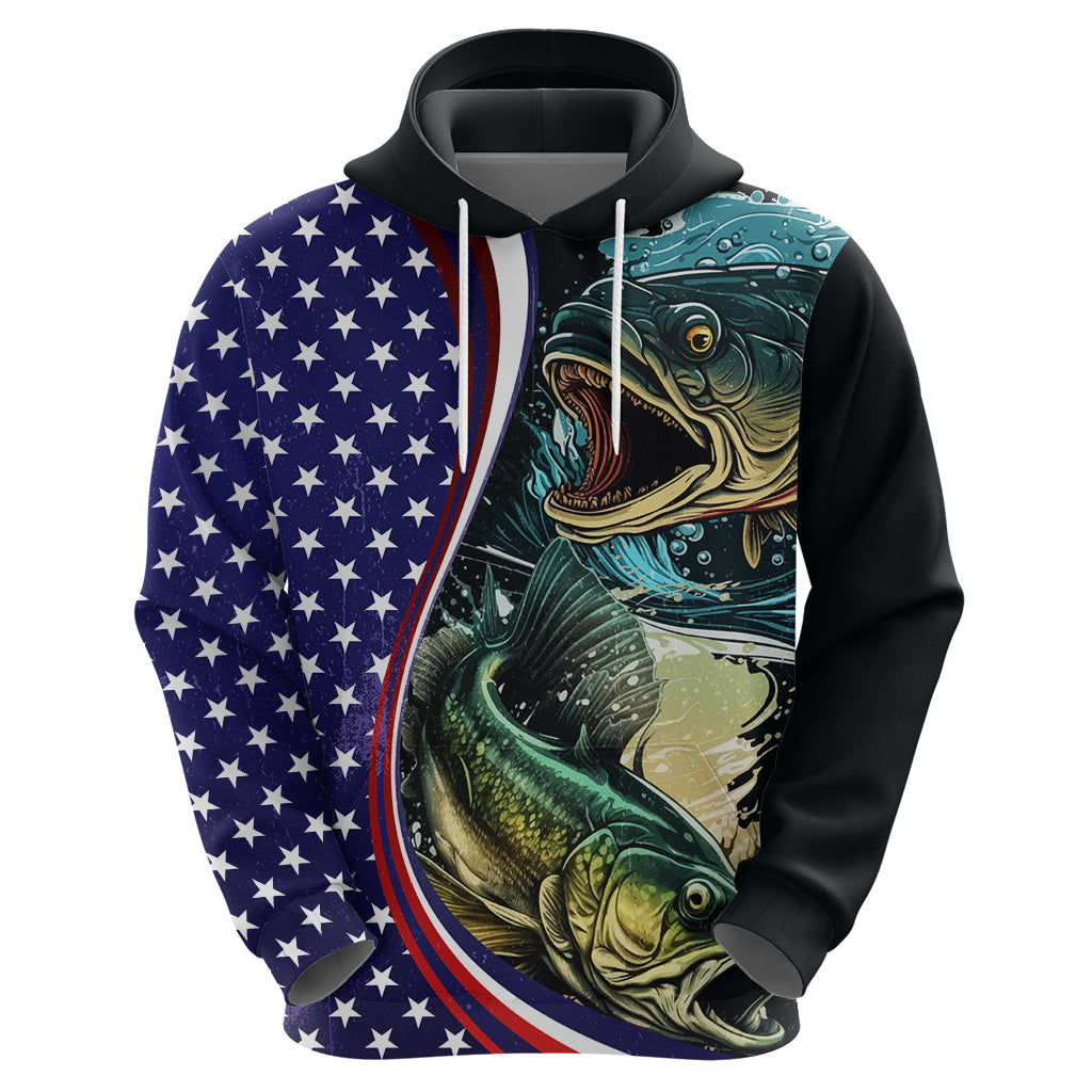 Bass Fishing Hoodie Double Largemouth Bass Old Style - Wonder Print Shop