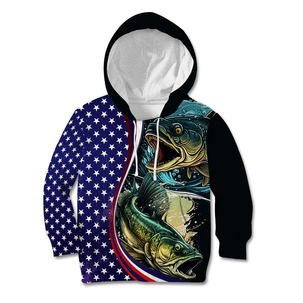 Bass Fishing Kid Hoodie Double Largemouth Bass Old Style - Wonder Print Shop