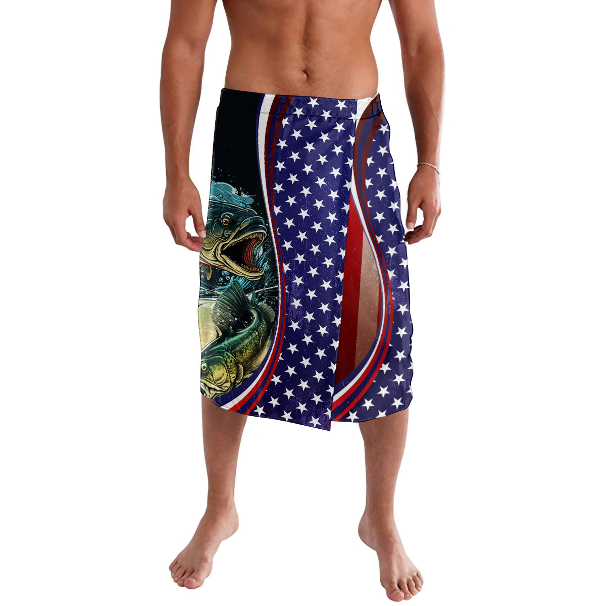 Bass Fishing Lavalava Double Largemouth Bass Old Style - Wonder Print Shop