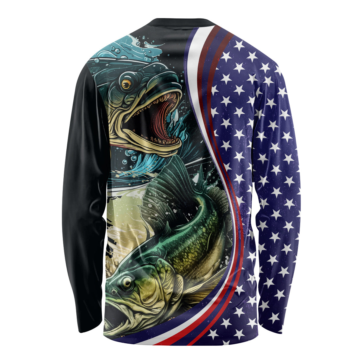 Bass Fishing Long Sleeve Shirt Double Largemouth Bass Old Style - Wonder Print Shop
