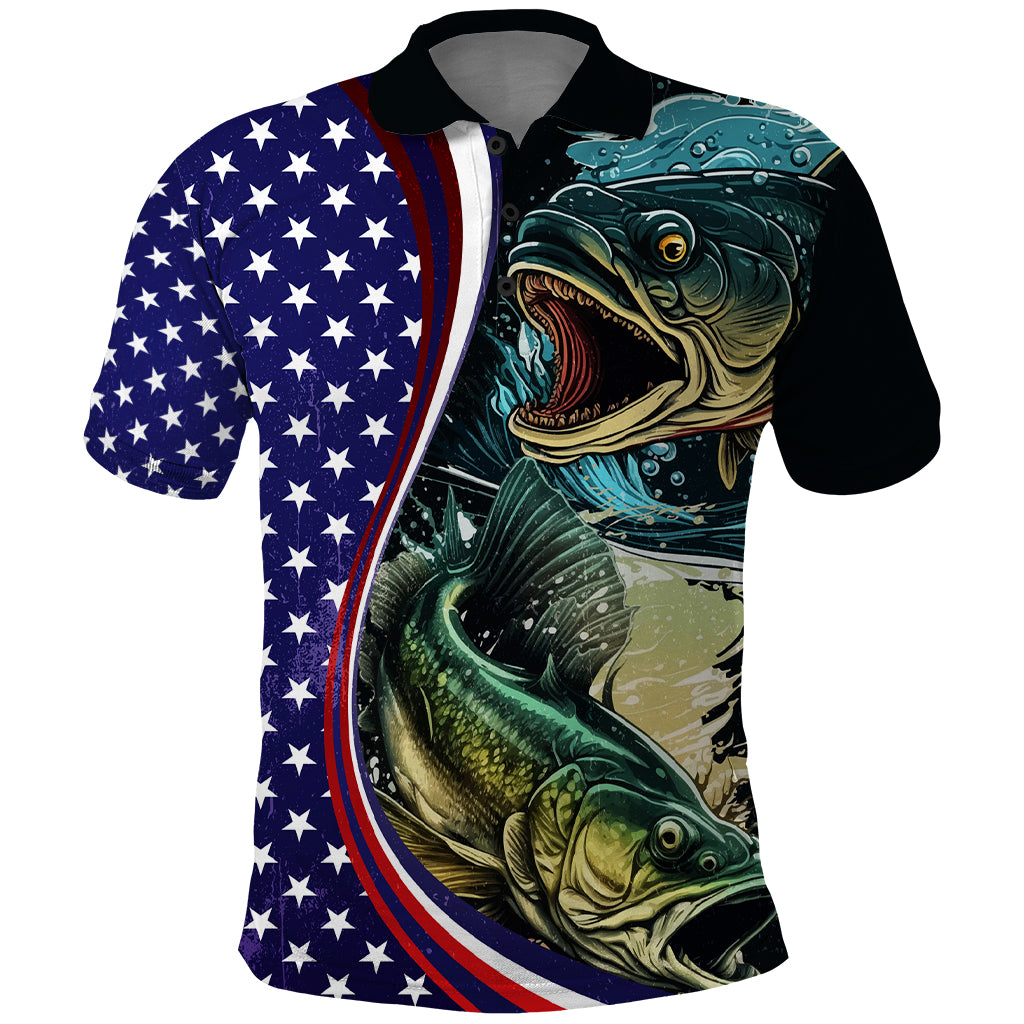 Bass Fishing Polo Shirt Double Largemouth Bass Old Style - Wonder Print Shop